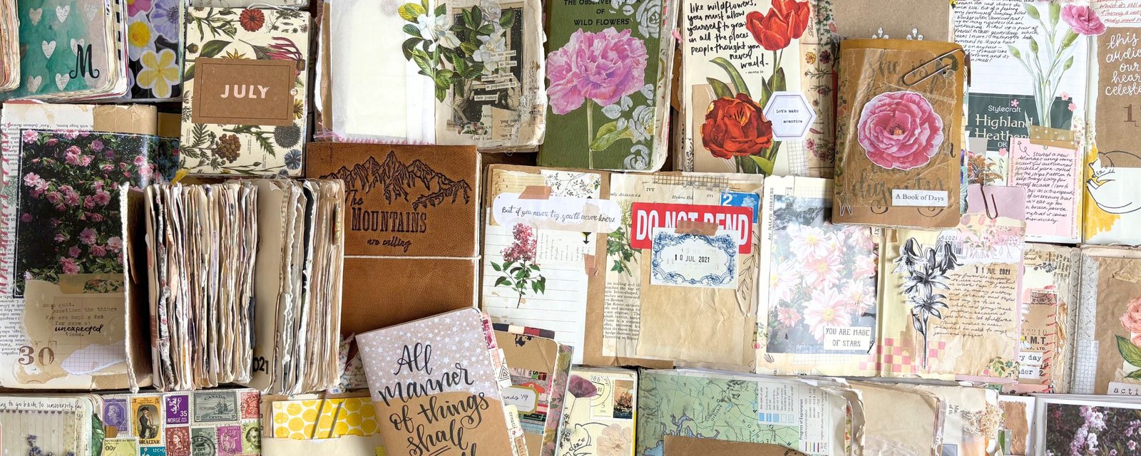 Collection of art journals and junk journals